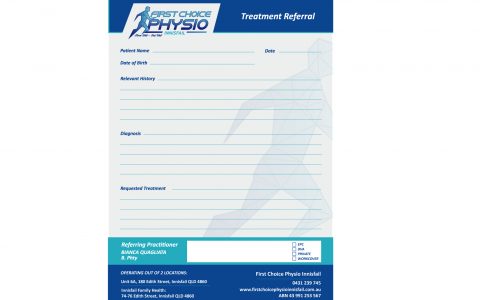 Physiotherapist referral pads